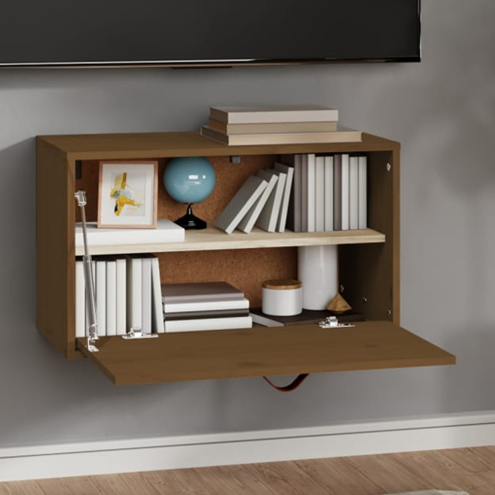 vidaXL Single Door Honey Brown Solid Pine Wood Wall Cabinet Image 1