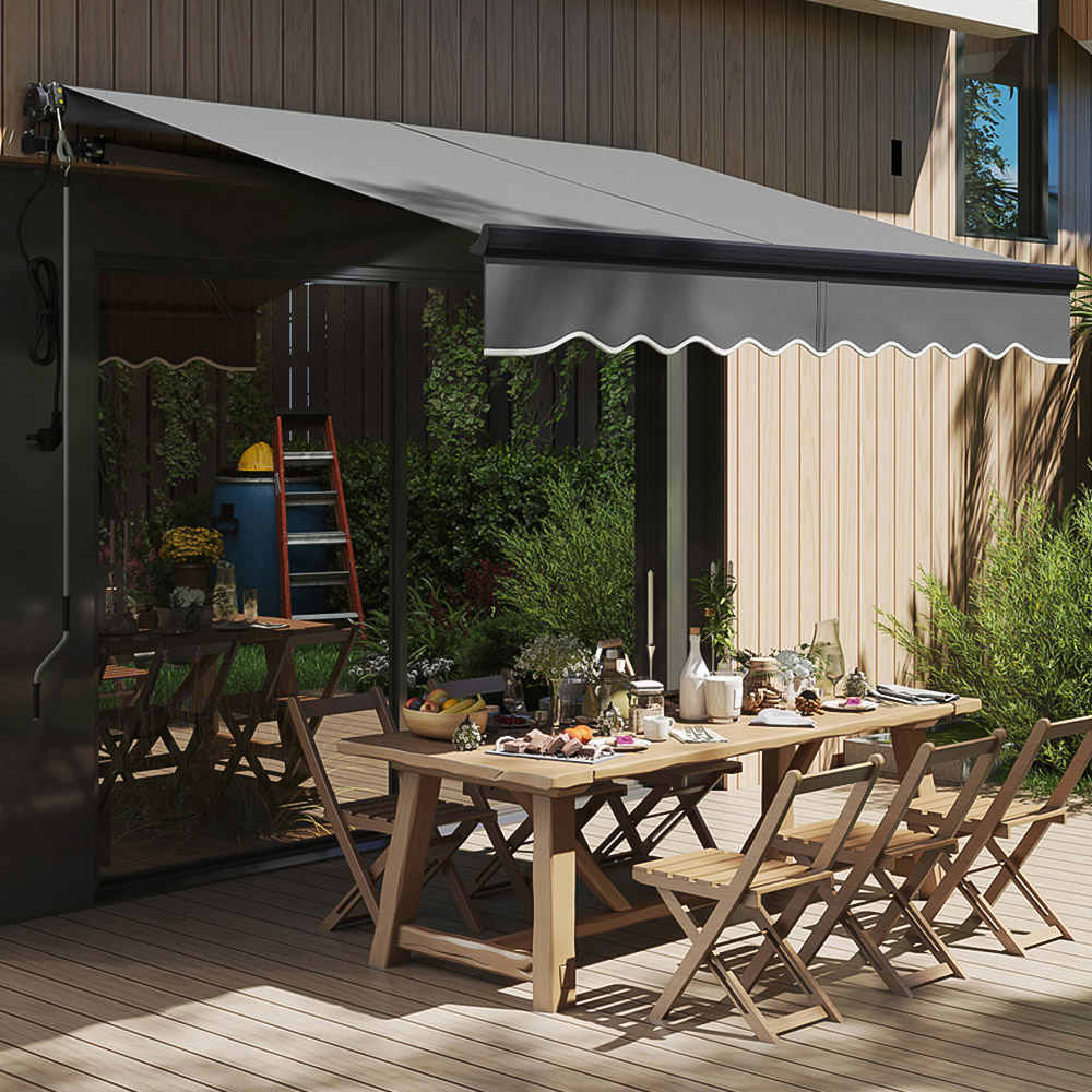 Outsunny 2.5 x 2m Dark Grey Electric Retractable Awning Image 1