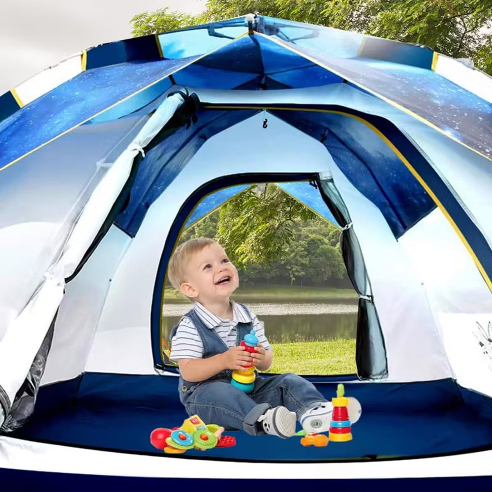 Alivio 3 People Waterproof Camping Tent Blue Image 2