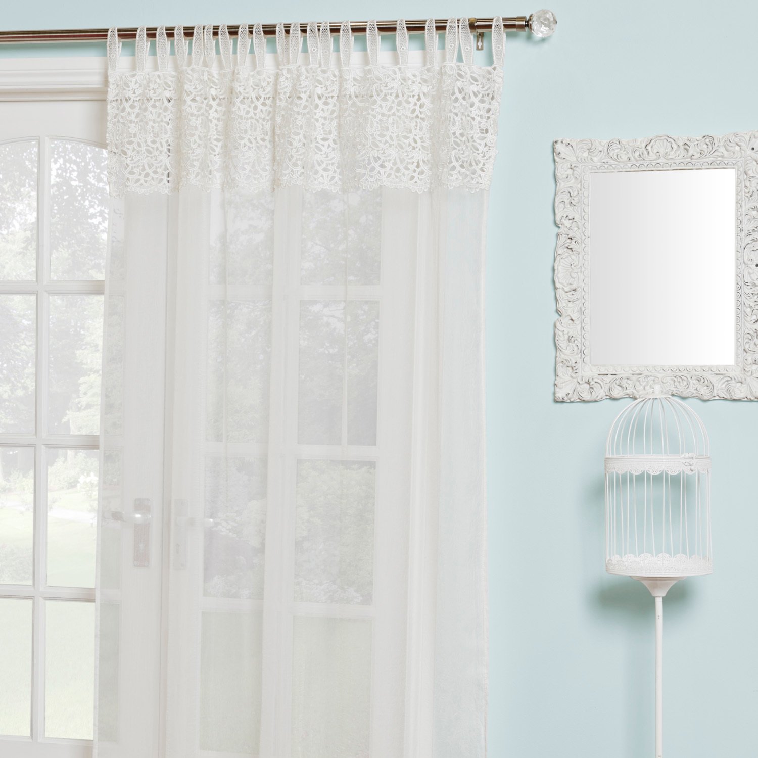 Divante Cream Macrame Voile Curtain 213cm Image