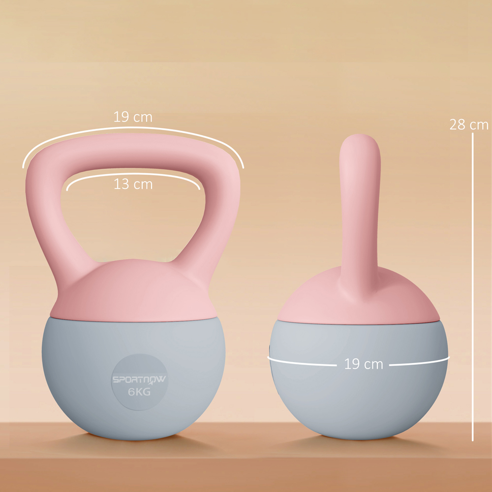 SPORTNOW Pink and Grey Soft Body Kettlebell with Non Slip Handle 6kg Image 9