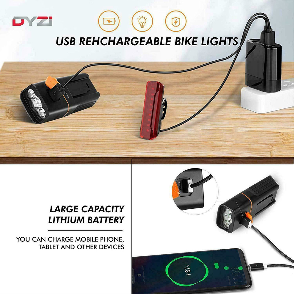Dyzi Rechargeable Front and Rear Bike Light Set Image 4