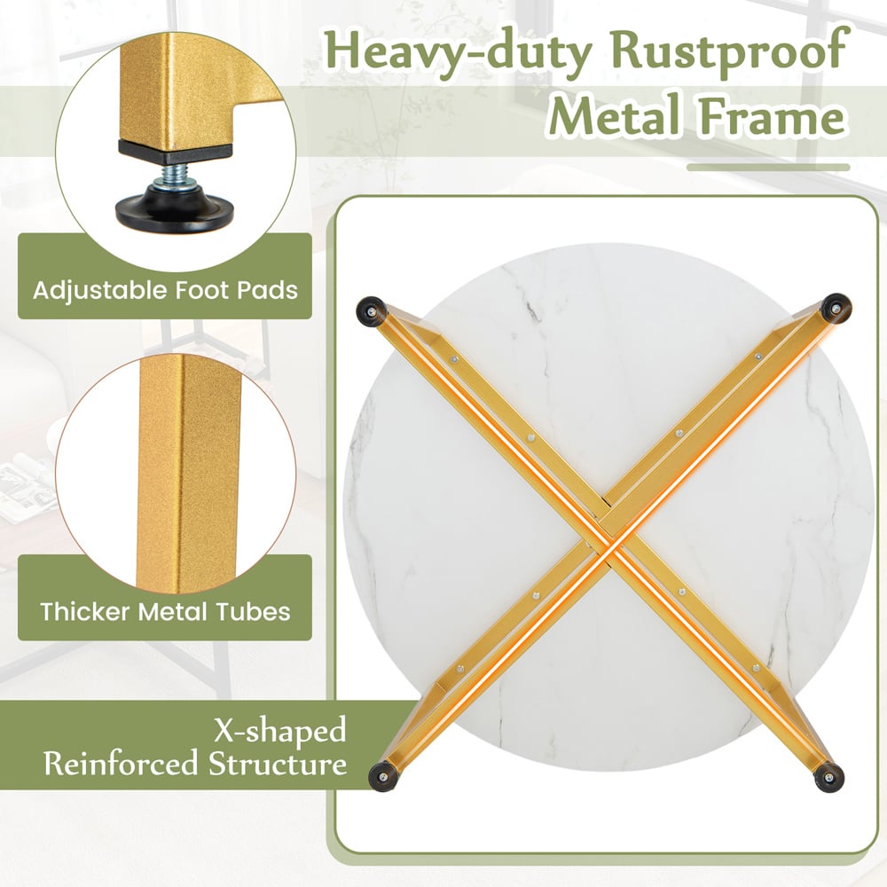 Costway White Metal Coffee Table Set of 3 Image 7