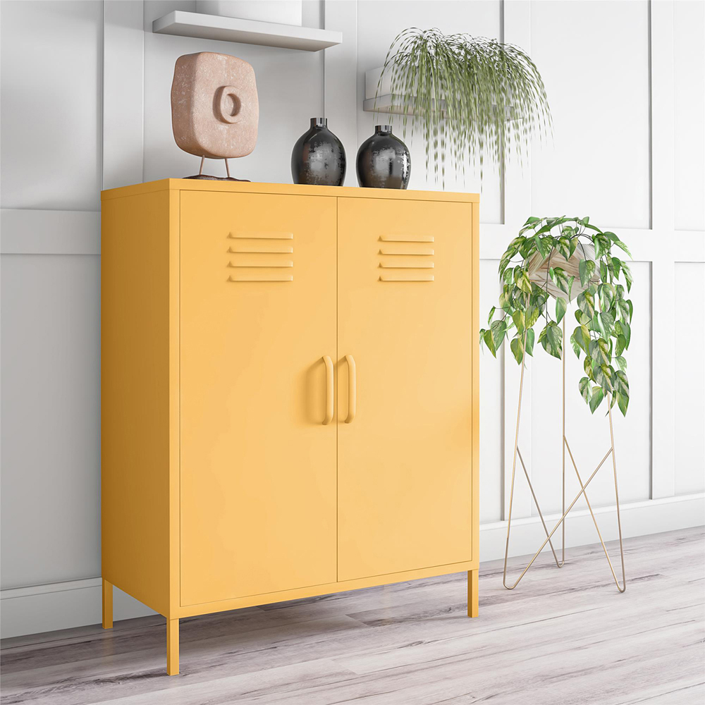 Novogratz Cache 2 Door Yellow Metal Locker Storage Cabinet Image 7