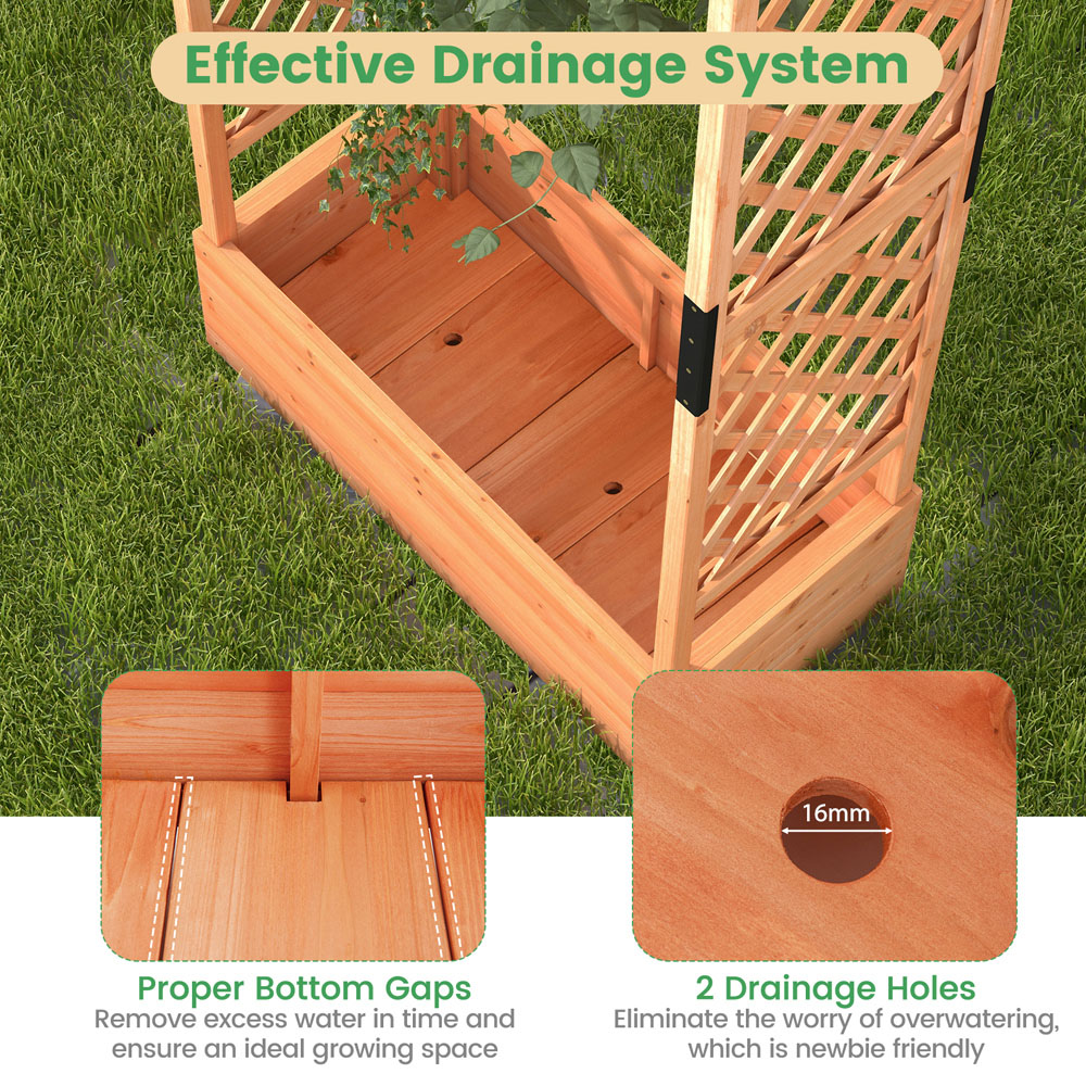 Costway Orange Raised Bed Planter Box with Trellis Image 7