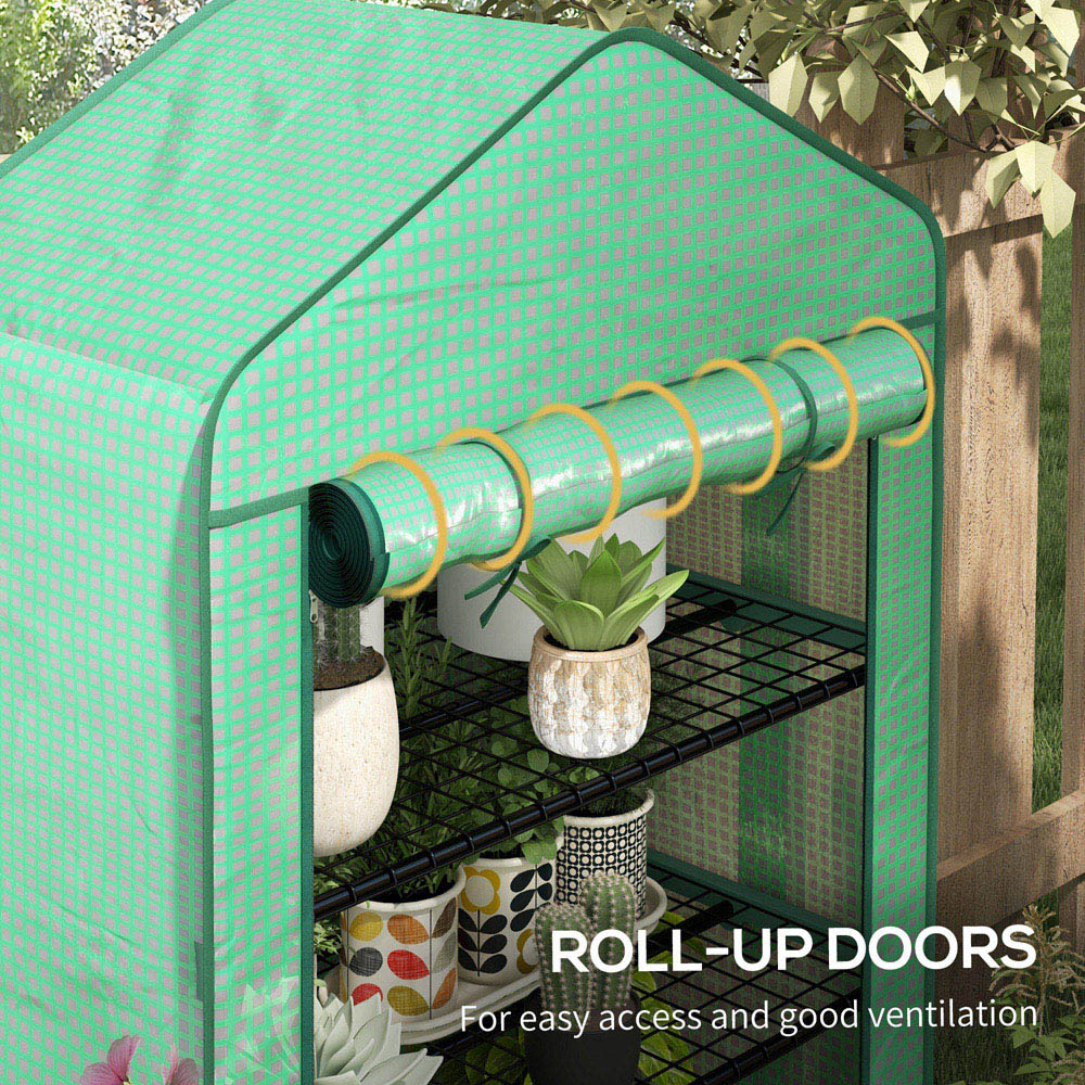 Outsunny Green 4 Shelf PE Cover 2.9 x 1.6ft Portable Mini Greenhouse Image 6