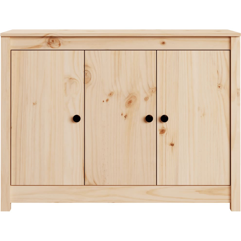 vidaXL 3 Door Natural Solid Pine Wood Sideboard Image 3