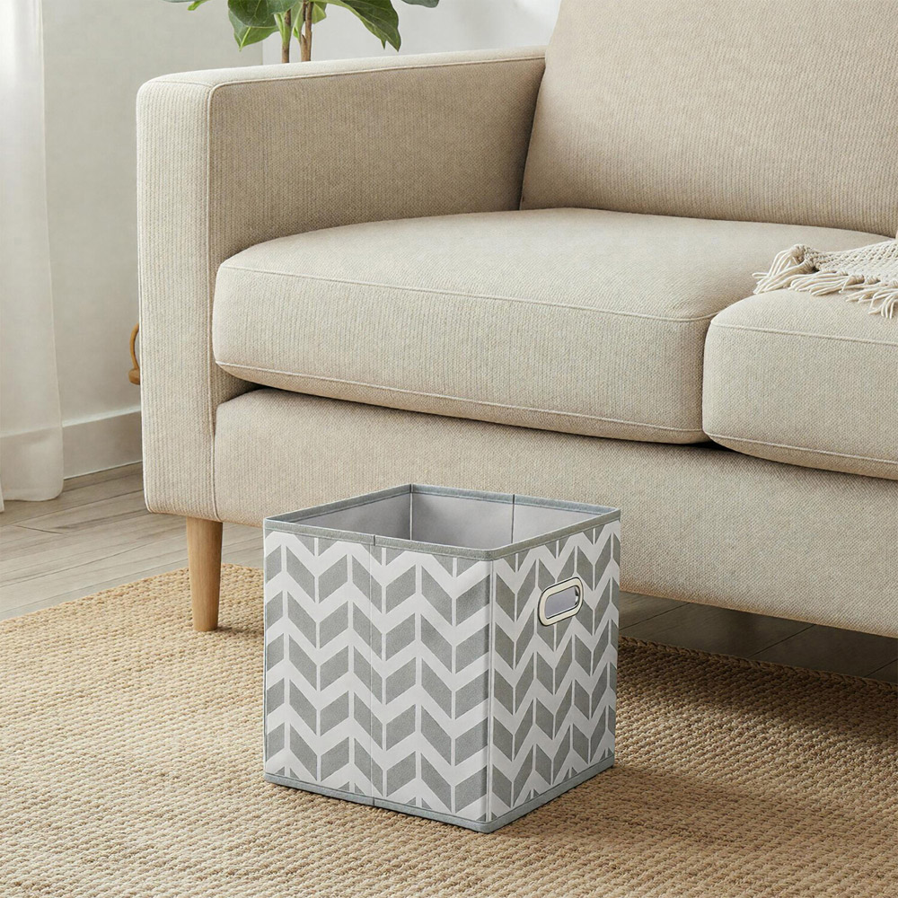Chevron Storage Cube Grey Image 2