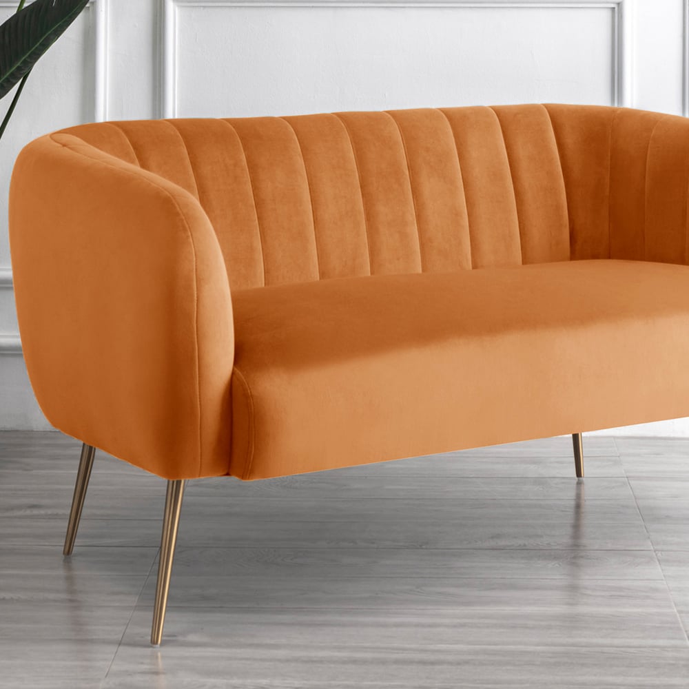 Matilda 2 Seater Orange Velvet Sofa Image 2