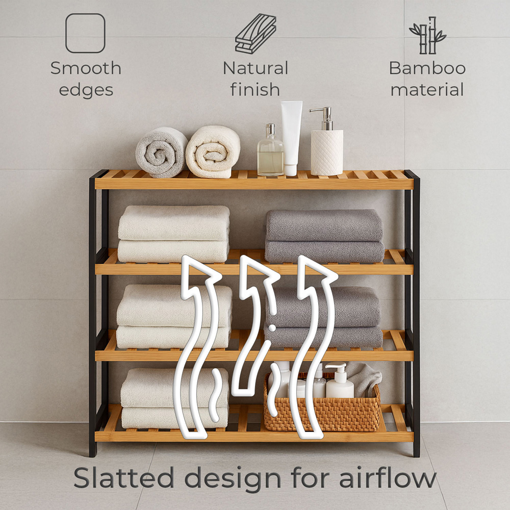 Neo 4 Shelf Black and Natural Bamboo Shoe Rack Image 5