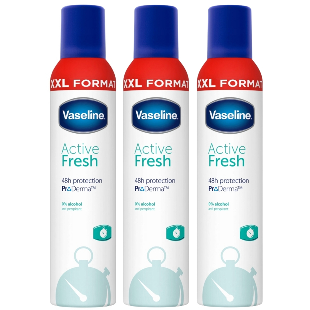 Vaseline Active Fresh Women's 48H Protection Anti-Perspirant Deodorant Spray 250ml 3 Pack Image 1