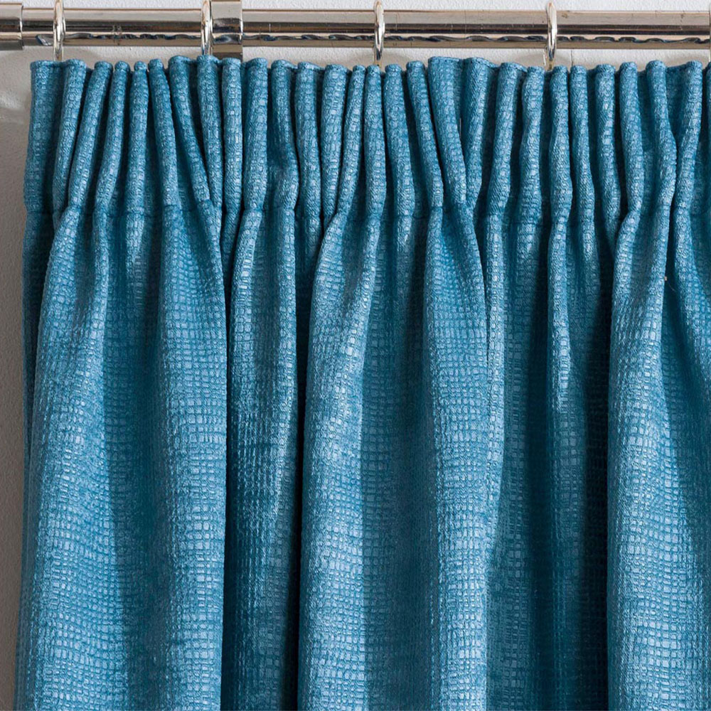 Enhanced Living Matrix Teal Thermal Pencil Pleat Readymade Curtains 117 x 137cm Image 3