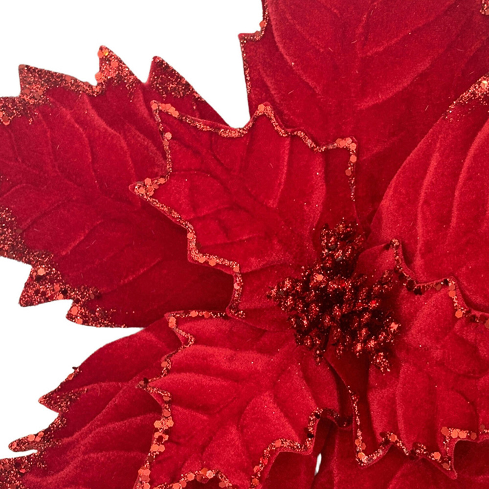 Glitter Finish Flower Clip Red Image 3