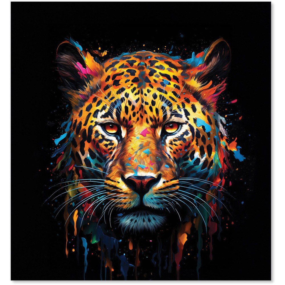 Warren Reed Designer Splashart Leopard Face Glass Kitchen Splashback 75 x 70cm Image 2