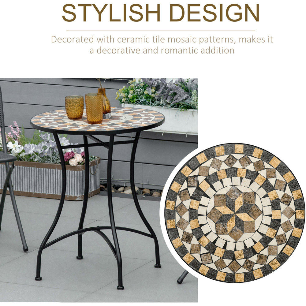 Outsunny Mosaic Round Bistro Table Grey Image 4