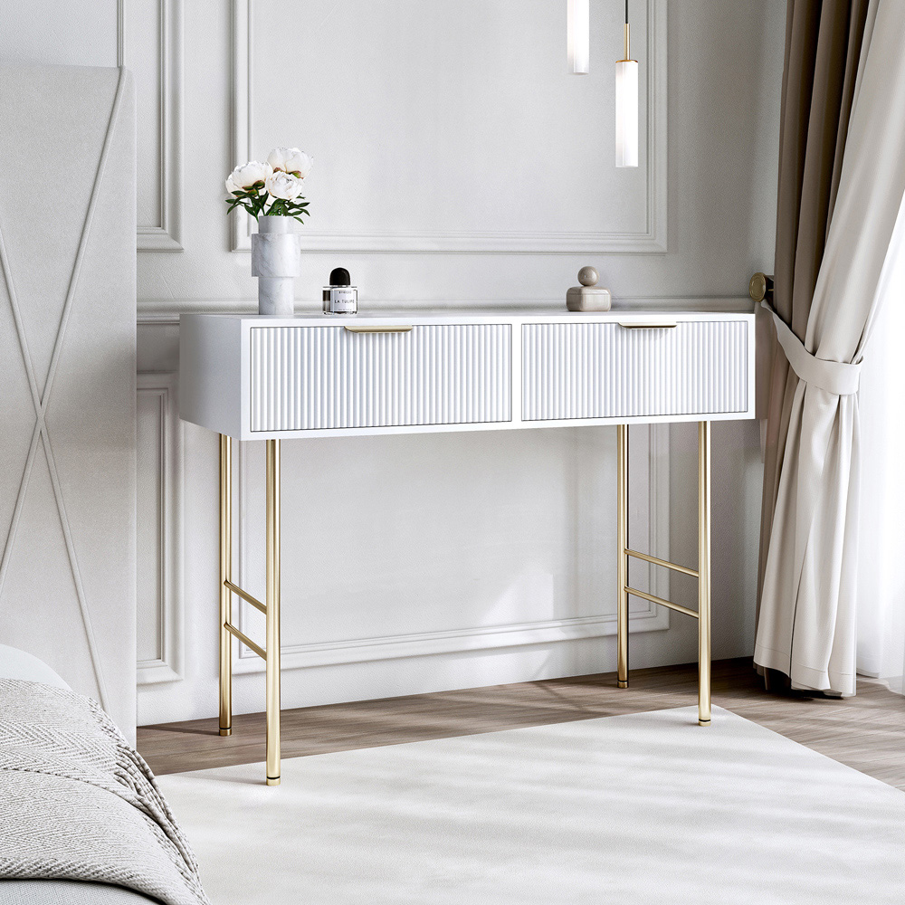 CARME Home Esme 2 Drawer White Dressing Table Image 6