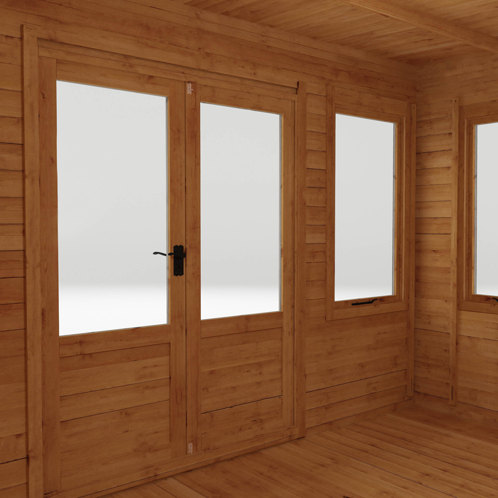 Mercia 13.1 x 9.8ft Double Door Wooden Pent Log Cabin Image 5