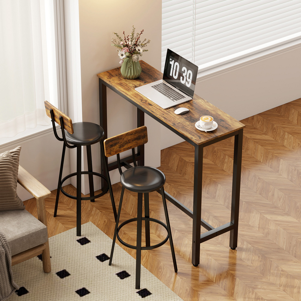Portland Rustic Brown and Black Faux Leather Bar Stool Set of 2 Image 4