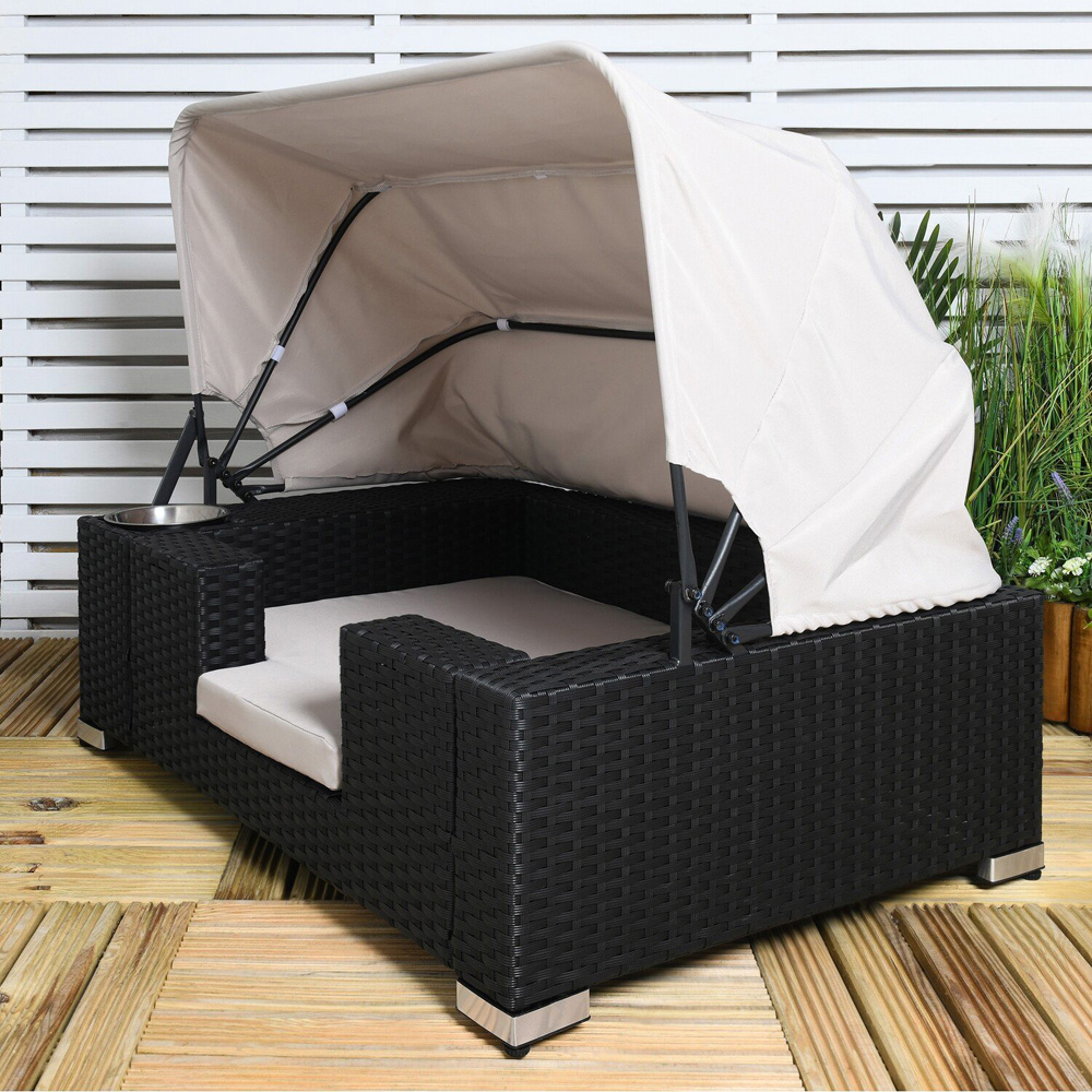 Large Canopy Pet Bed - Black Image 5