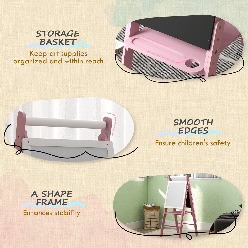 Tommy Toys 3 in 1 Pink Kids Easel with Paper Roll Image 6