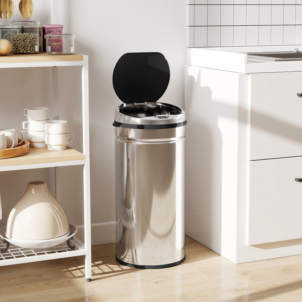 HOMCOM Silver Tone Stainless Steel Slim Automatic Sensor Bin 42L Image 3