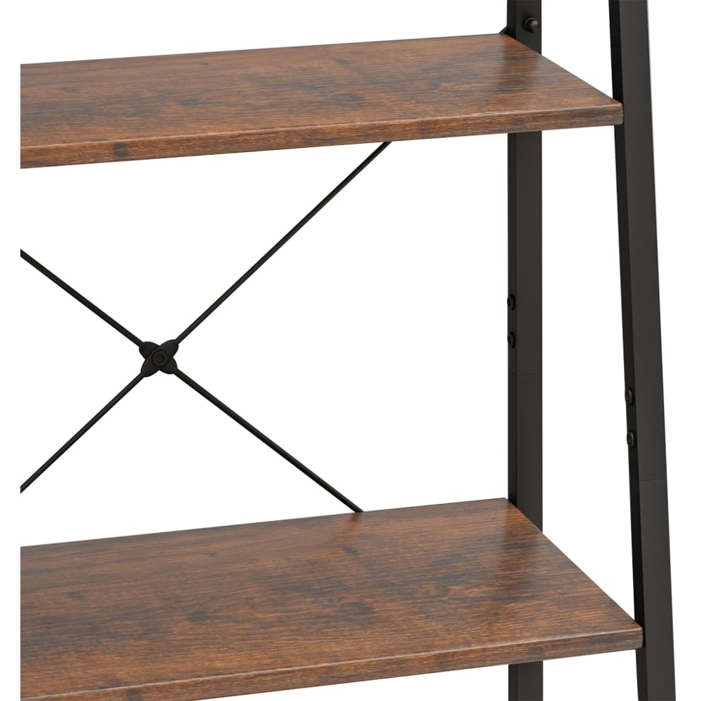 vidaXL 4-Tier Dark Brown and Black Standing Shelf Image 6