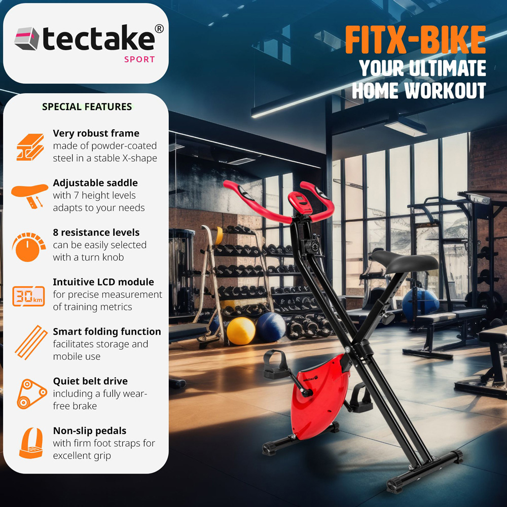 tectake Foldable Exercise Bike with Training Computer and Heart Rate Monitor Image 6