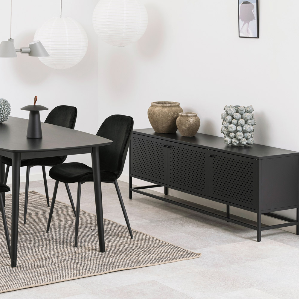 Florence Newcastle 3 Door Matt Black Sideboard Image 8