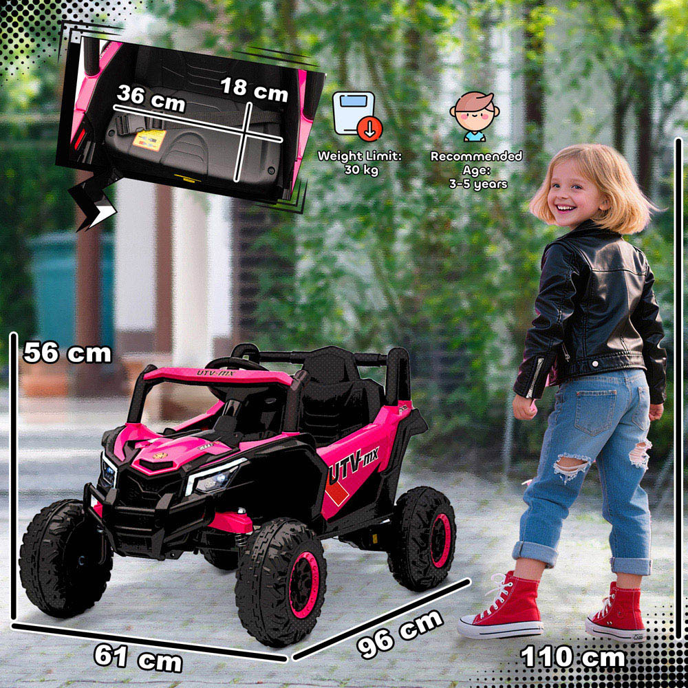 Tommy Toys Kids Pink Ride On Electric UTV Car with Remote and Safety Belt Image 9