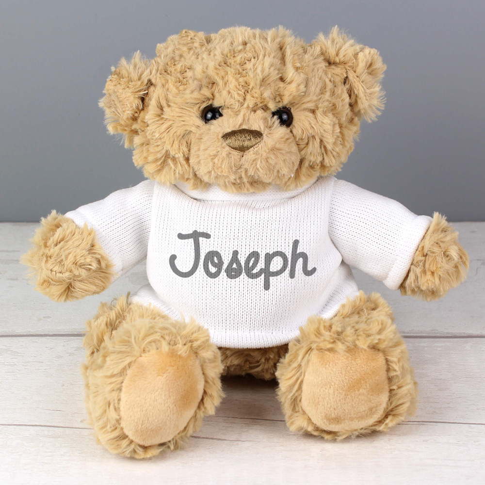 Personalised Memento Grey Name Only Teddy Bear Image 2