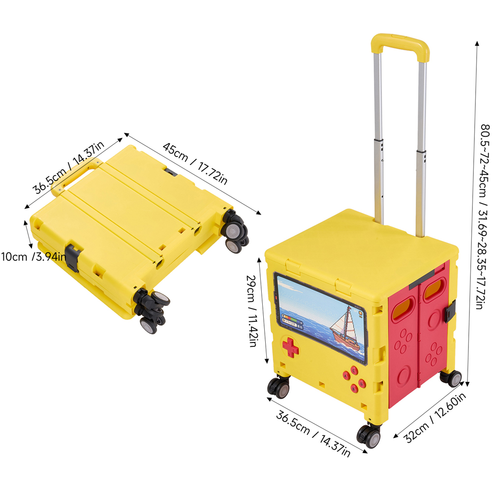 Living and Home Yellow Fun Design Foldable Shopping Trolley 32L Image 8