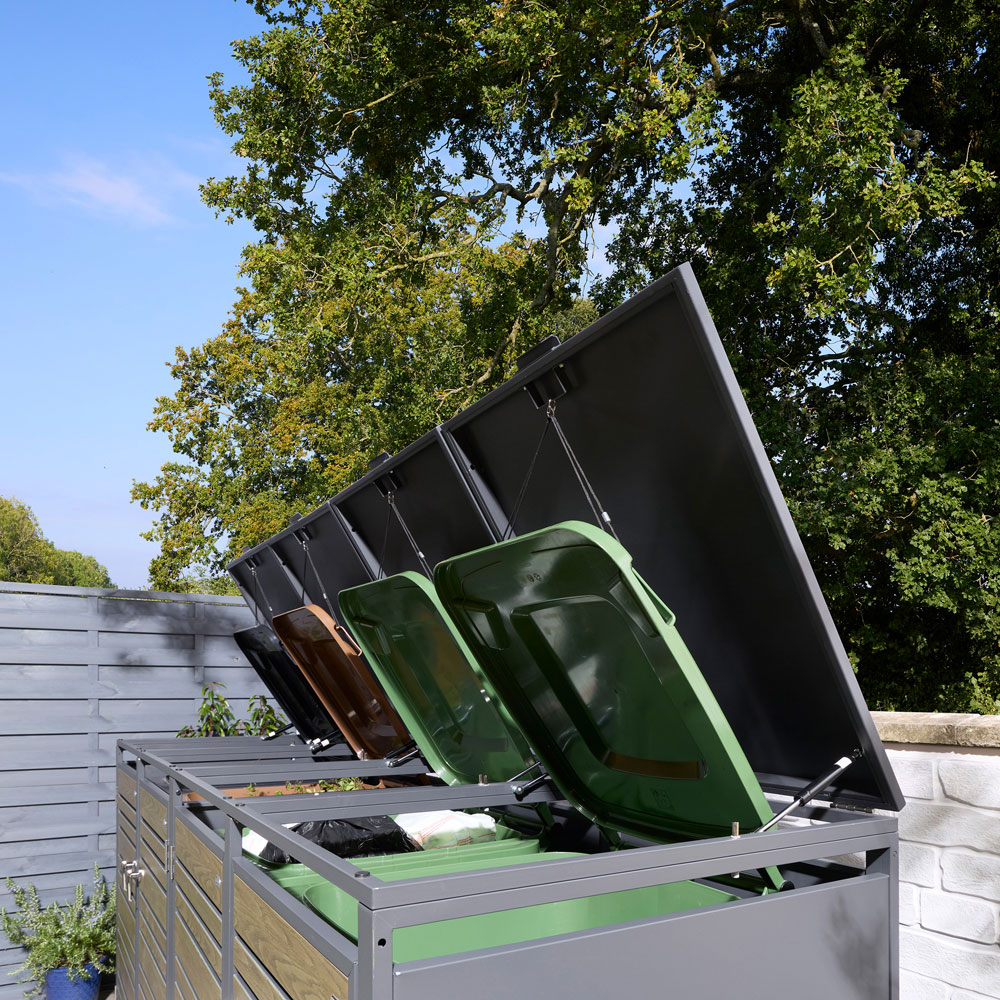 Rowlinson Chelsea Oak 4 Wheelie Bin Store Image 8