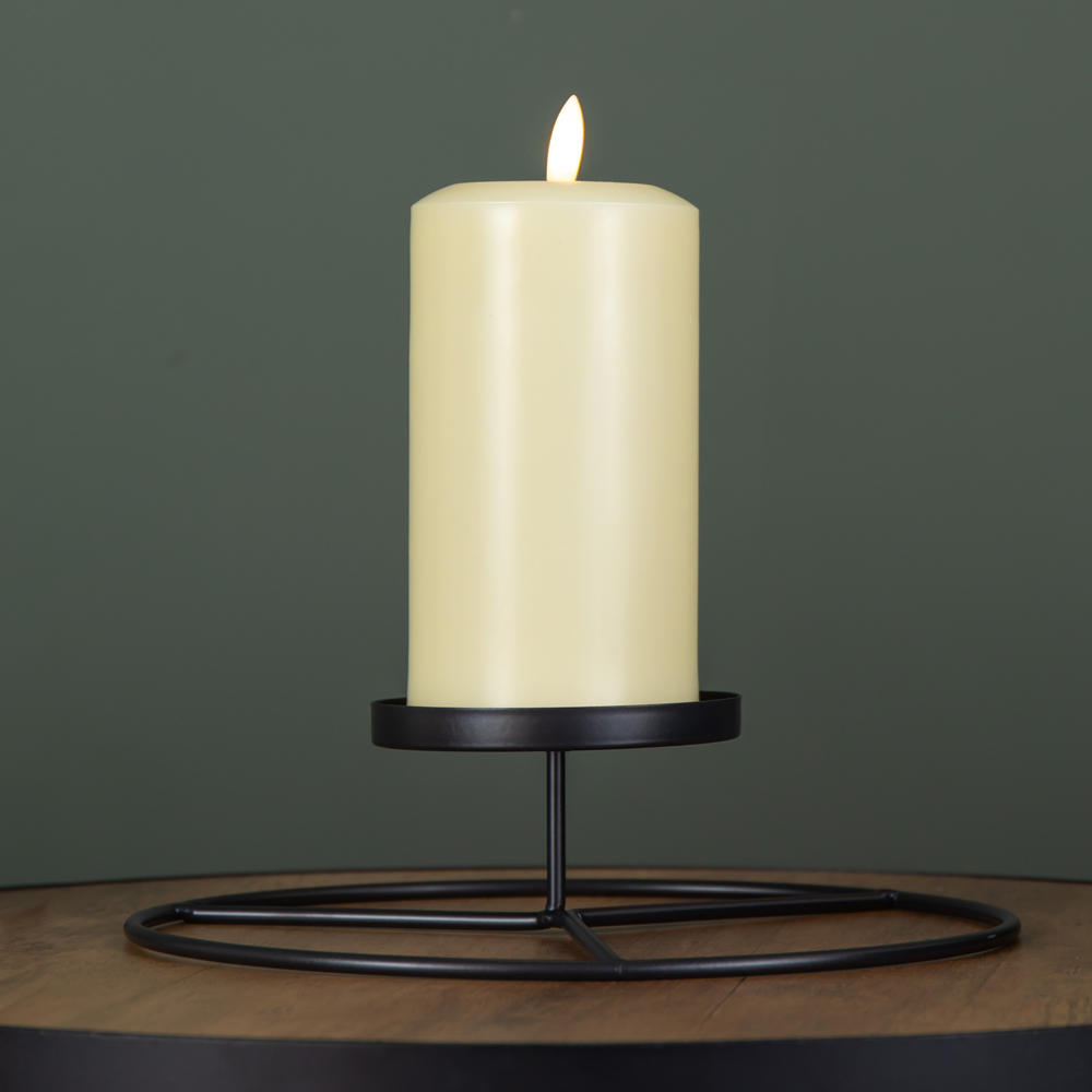 Samuel Alexander Black Round Metal Pillar Candle Ring Holder 25cm Image 4