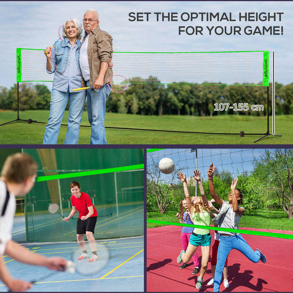 SPORTNOW Adjustable Height Badminton Net Set with Carry Bag 107-155cm Image 5