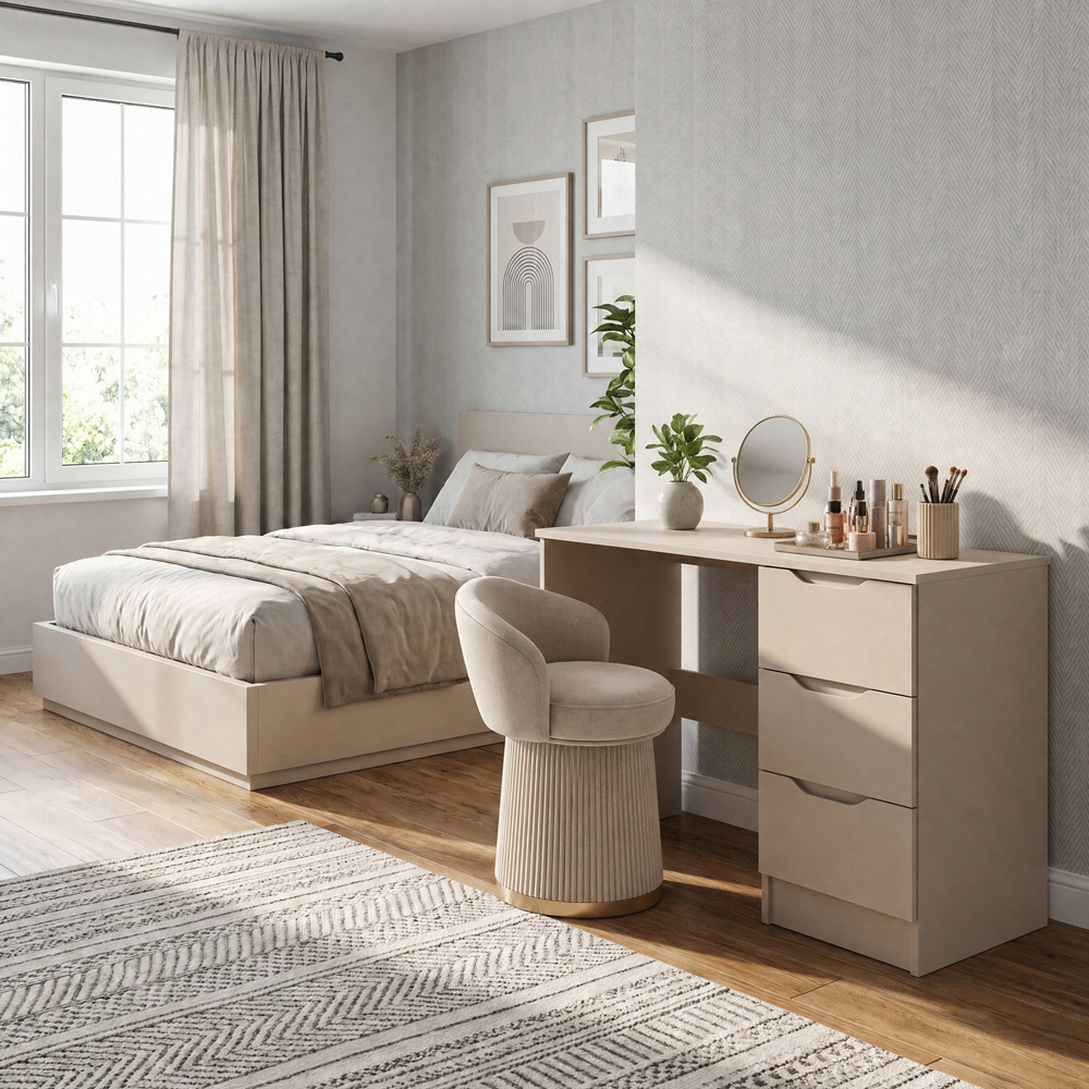 FWStyle Luno 3 Drawer Putty Vanity Dressing Table Image 2