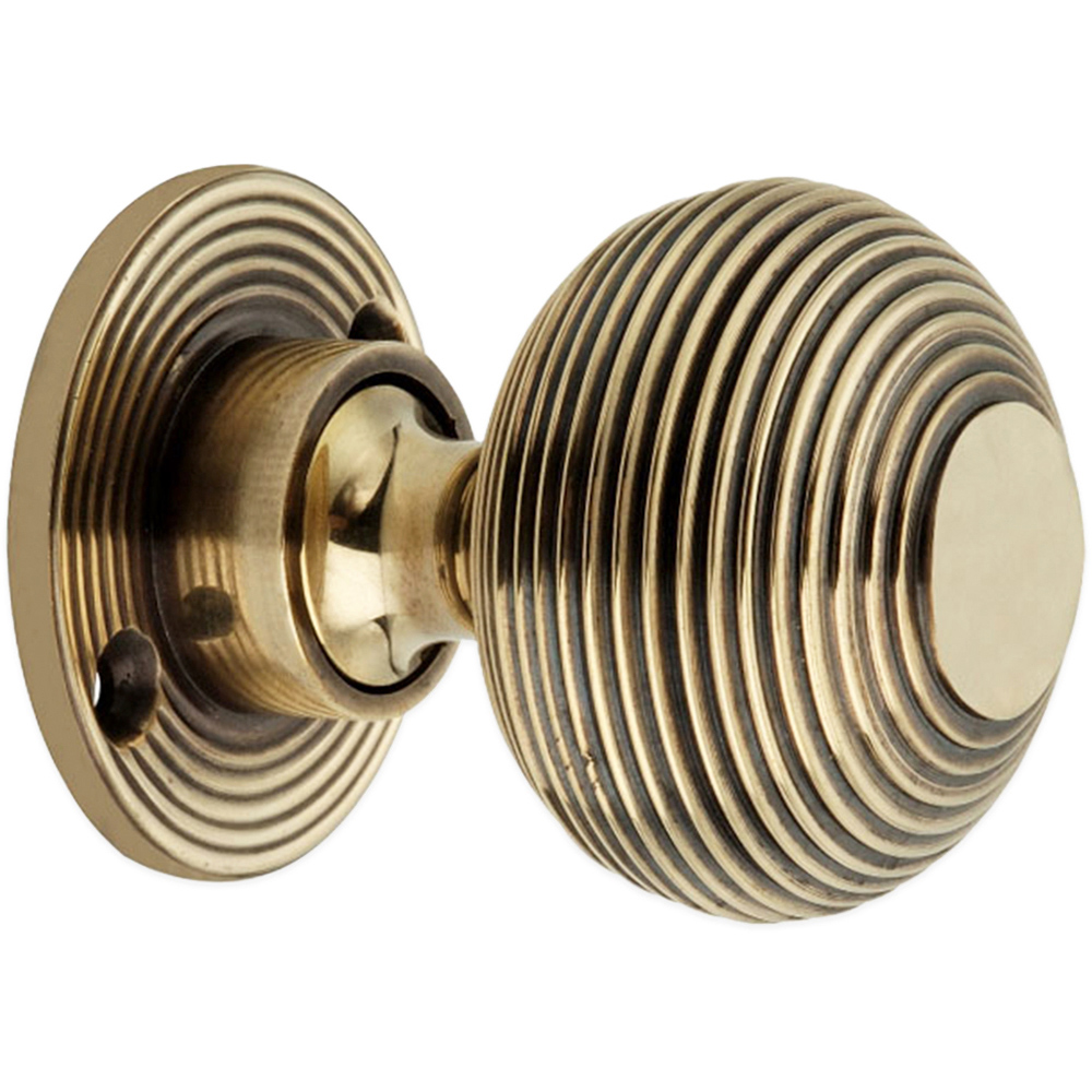 Spira Brass Aged Brass Beehive Small 50mm Rim and Mortice Door Knob 2 Pack Image 3