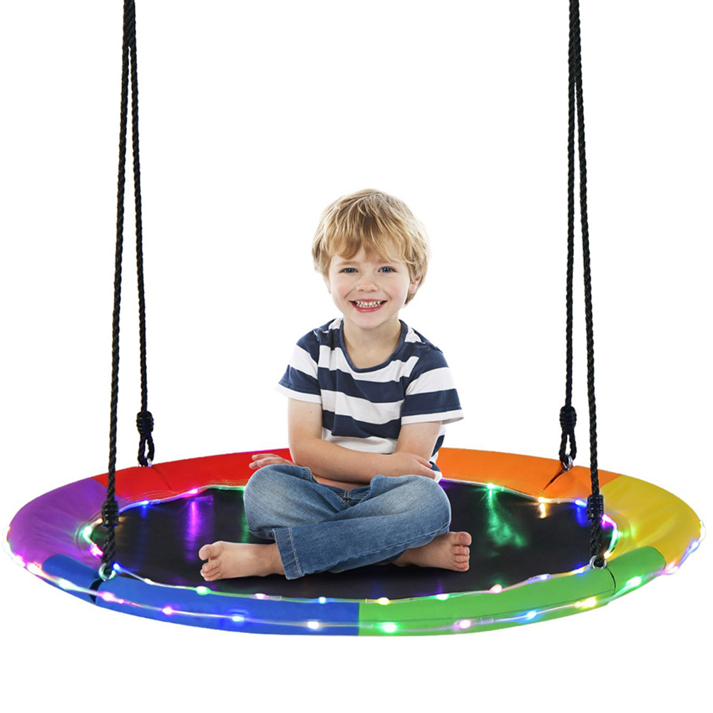 Costway Colourful LED Flying Saucer Tree Swing Image 1