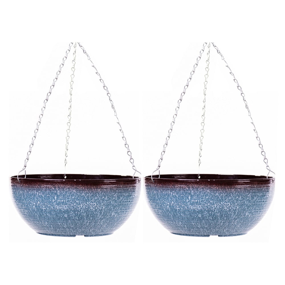 Garden Gear Blue Breeze Glazed Effect Hanging Basket 35cm 2 Pack Image 1