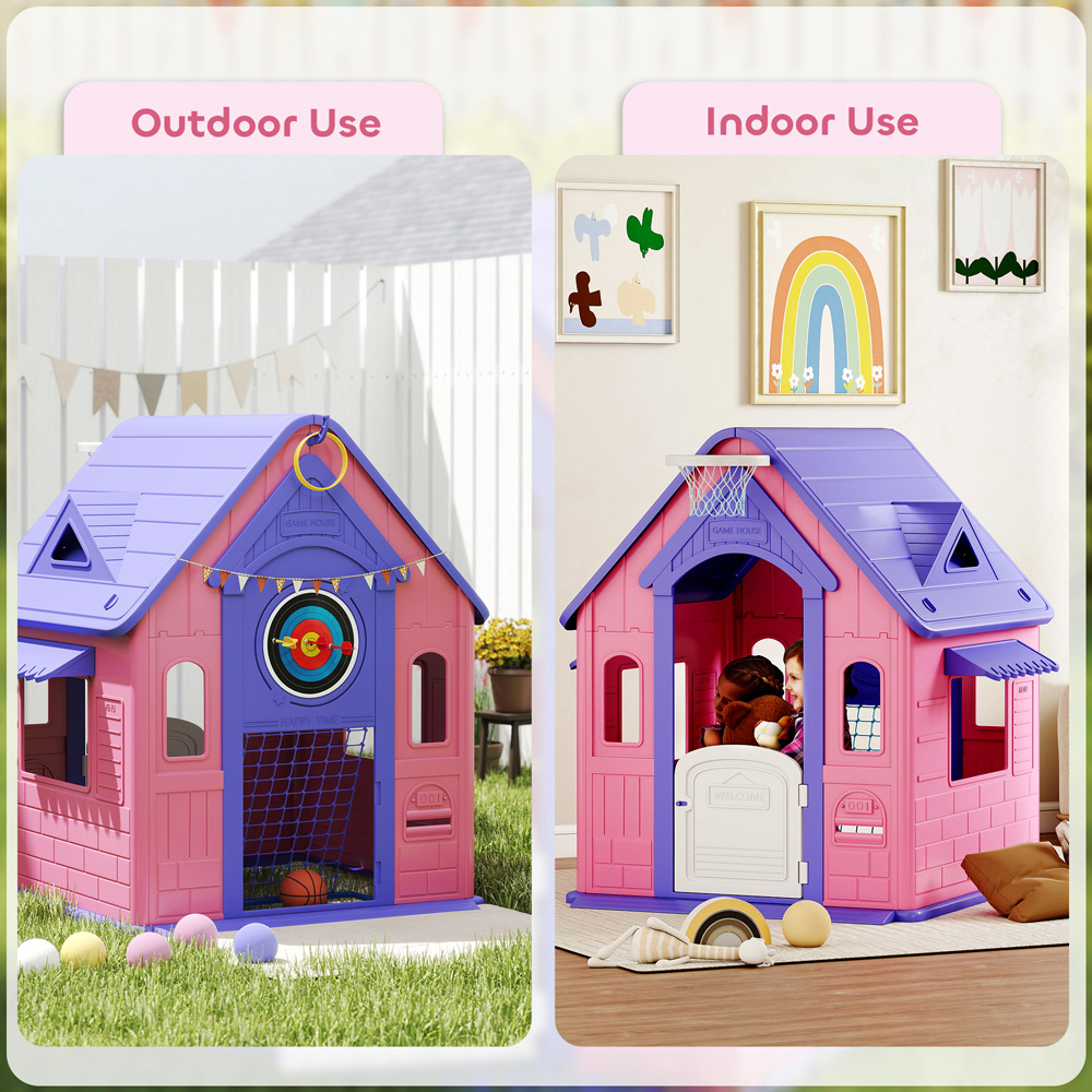 Tommy Toys AIYAPLAY 5-in-1 Kids Pink Playhouse with Built-In Games Image 7