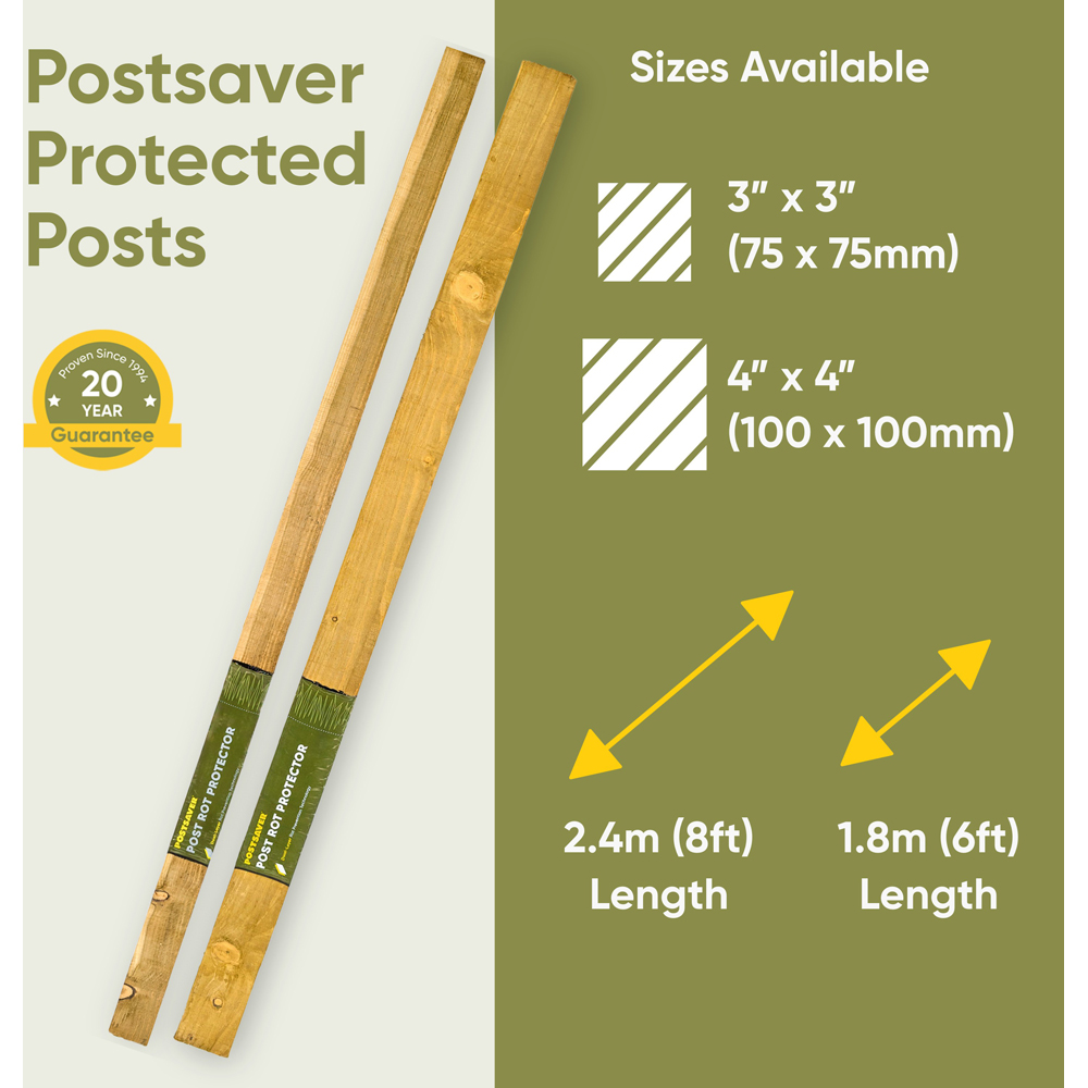 Postsaver Pro Post 4 x 4 inch UC4 Treated Wooden Fence Post 6ft Image 9