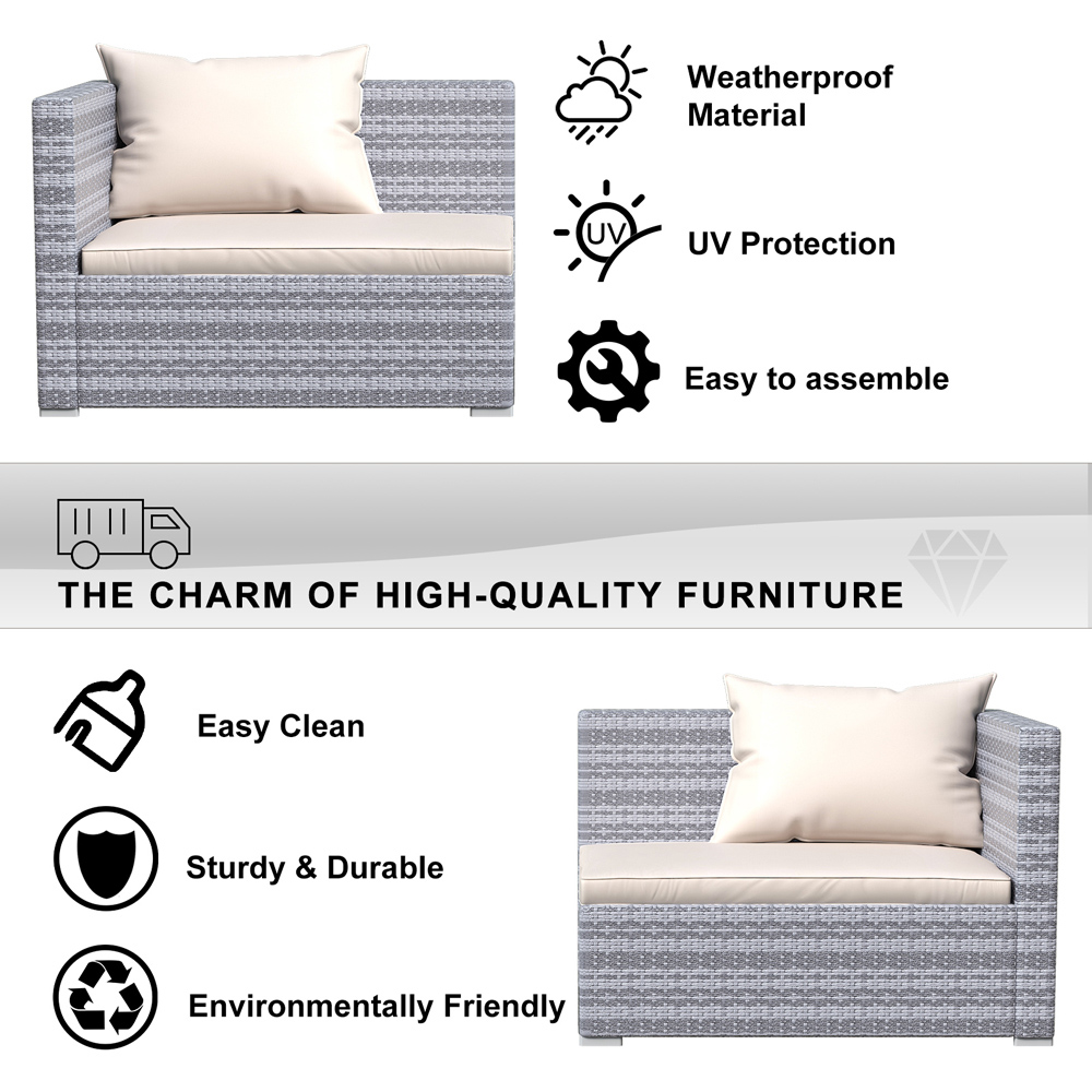 Rattrix 3 Seater Grey Rattan Garden Furniture Set with Washable Cushions Image 7