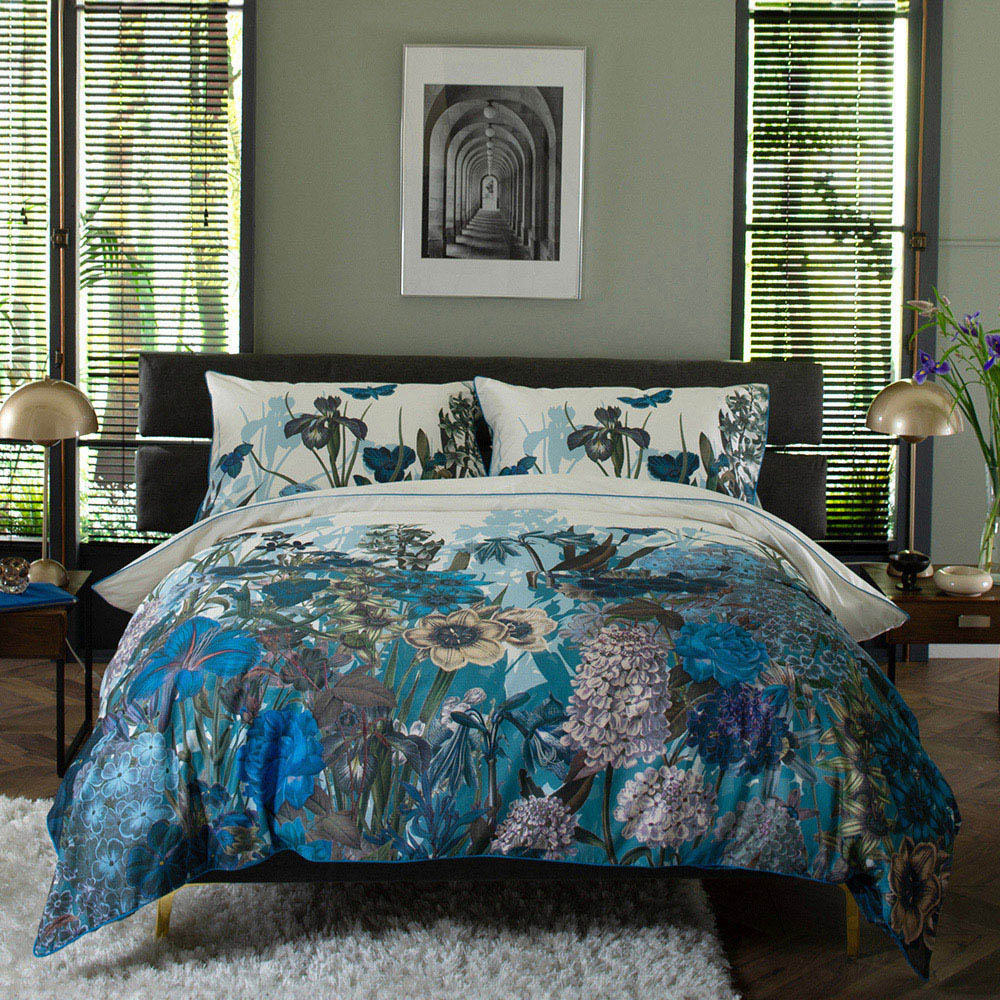 The Lyndon Company Tivoli Super King Size Blue 180 Thread Count Duvet Set Image 1