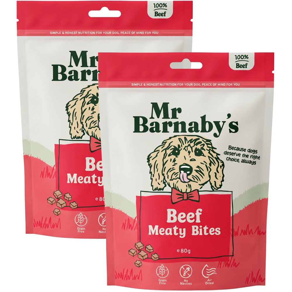 Mr Barnaby's Beef Meaty Bites Dog Treats 80g 2 Pack Image 1