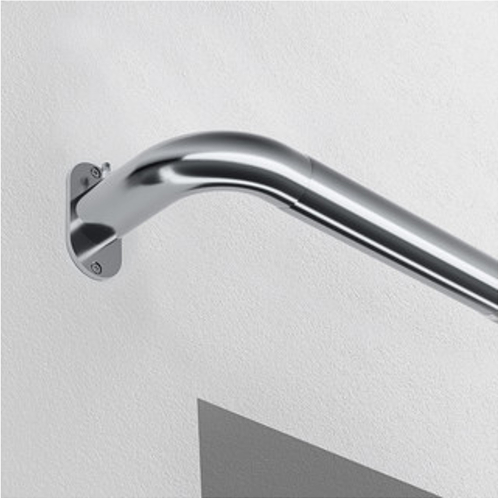 New Edge Blinds 120-210cm Satin Silver Room Darkening Extendable Curtain Pole Image 2