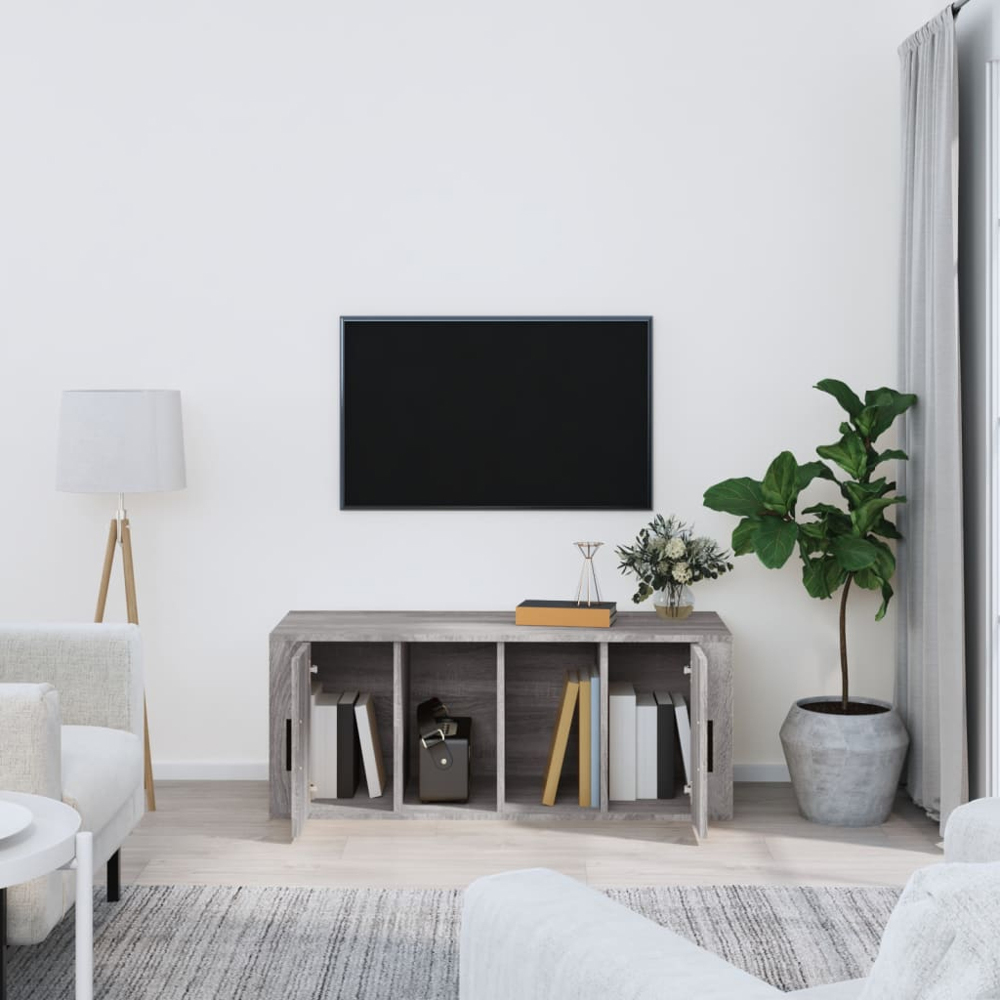 vidaXL 2 Door 2 Shelf Grey Sonoma TV Cabinet Image 8