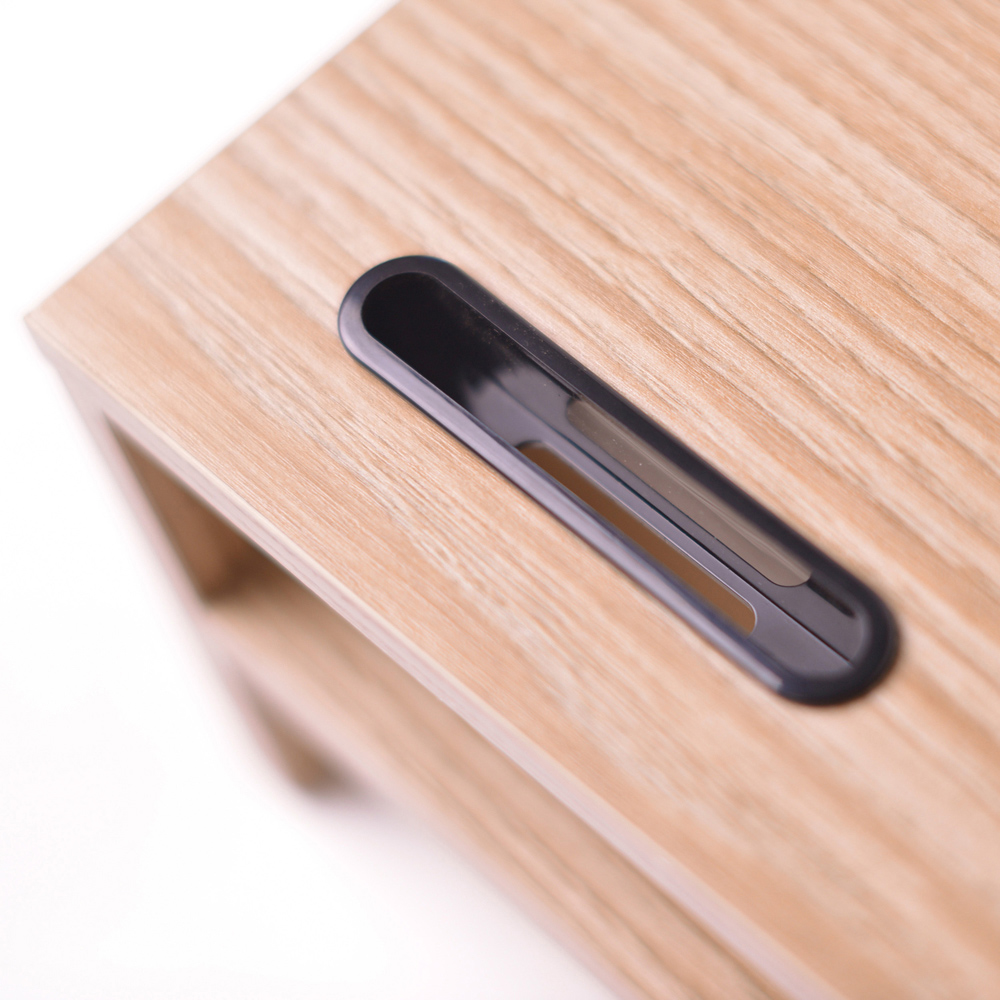 TTAP Single Shelf Wooden Light Oak Screen Riser with Mobile Phone Holder Image 5