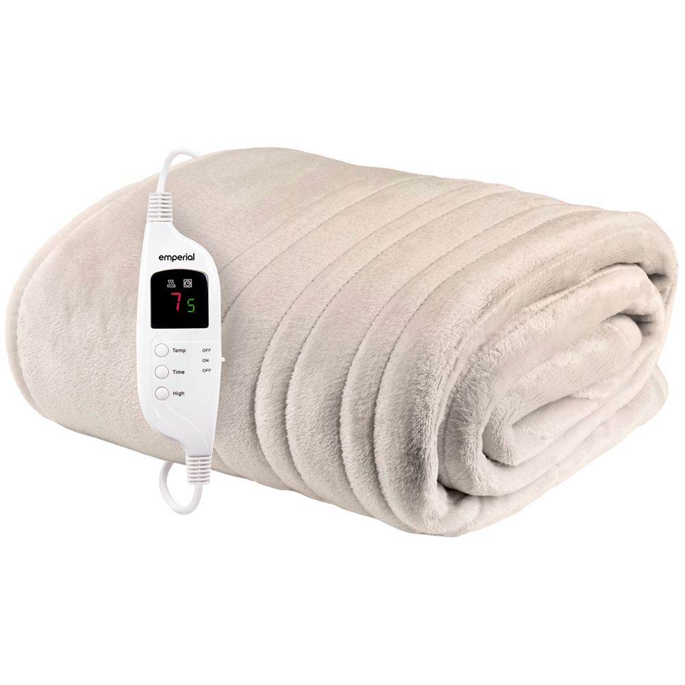 Emperial Cream Electric Heated Throw Blanket Image 1