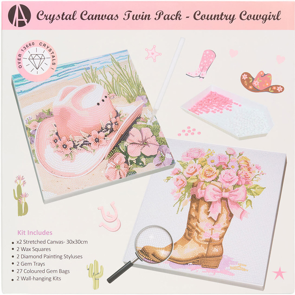 Pack of 2 Country Cowgirl Crystal Canvases Image 2