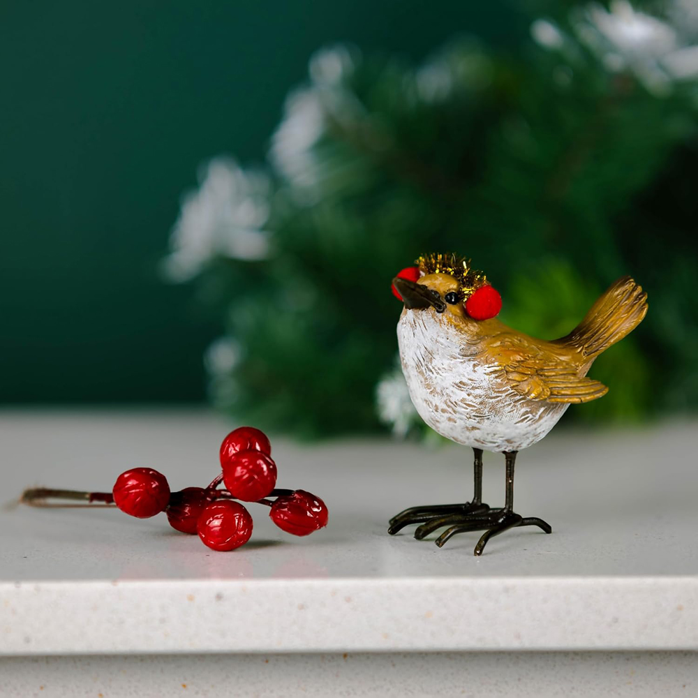 Marco Paul Robin with Santa Hat Christmas Decoration Image 5