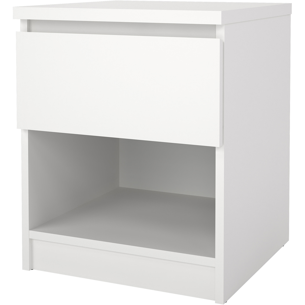 Florence Naia Single Drawer Single Shelf White Bedside Table Image 4